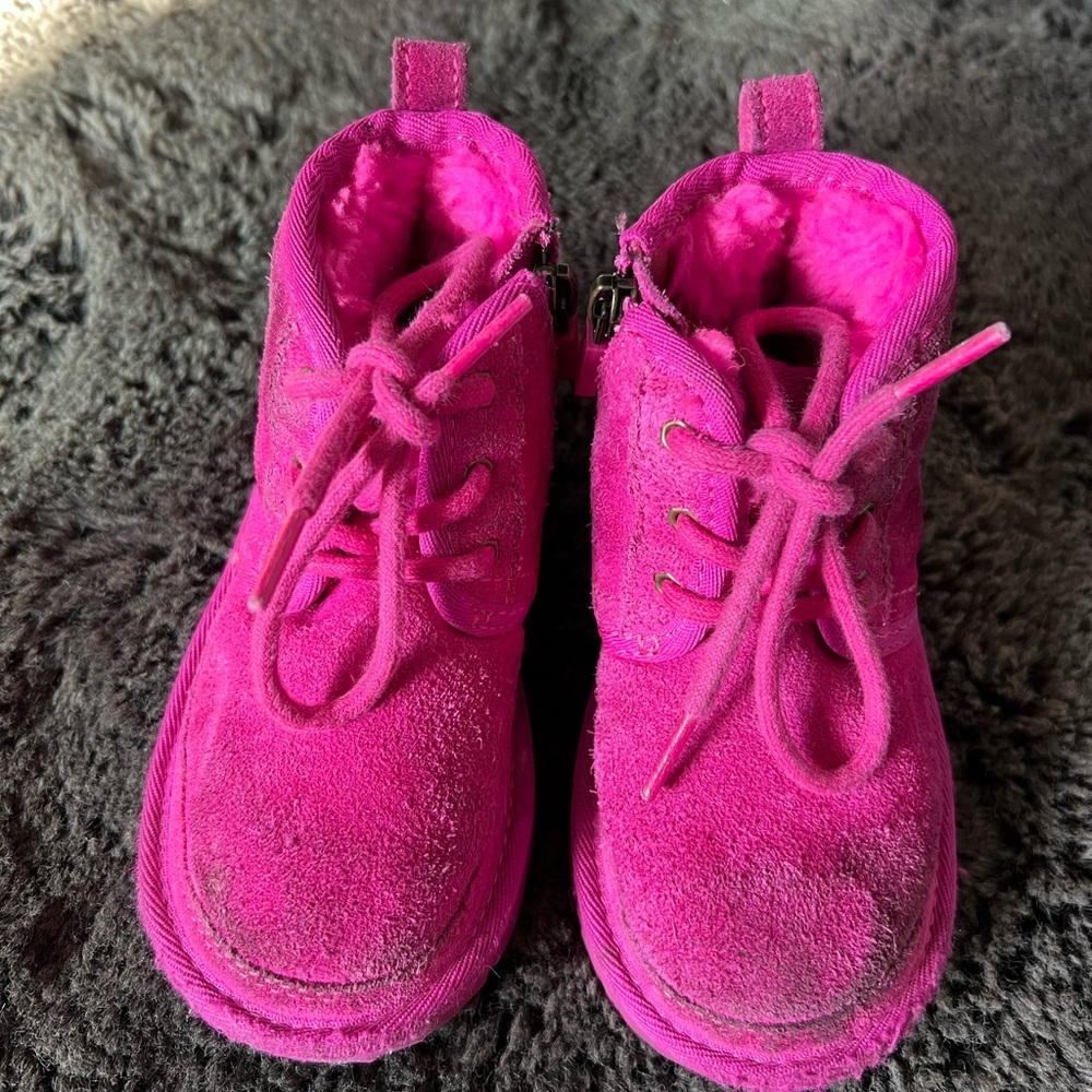 UGG Bright Pink Kids Lace Up Boots Size 10
